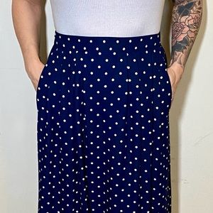 Vintage, navy blue skirt with white polka dots